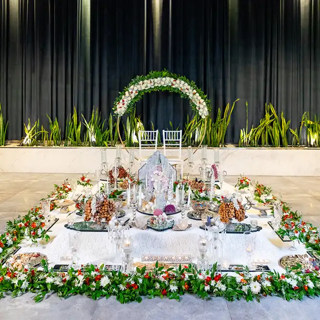 چیدمان سفره عقد در سالن اختصاصی ارکیده شعبه جاده چالوس